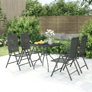 Capwee Garten Essgruppe 4 Personen Stühle & Tisch Set Verstellbar Stahl-5-tlg