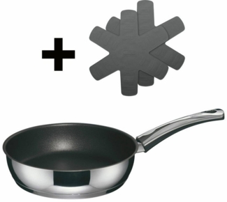 Berndes Schmorpfanne Injoy Special Edition 24 cm, Edelstahl (Set, 3-tlg), Mit 2 Silikon-Pfannenschützern