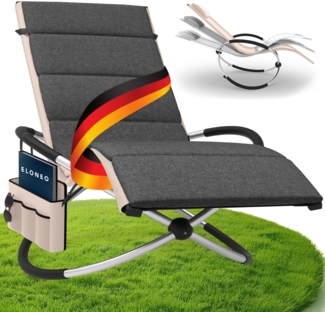 Relax-Schaukelliege inkl. Seitentasche Creme + Auflage Anthrazit