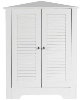 COSTWAY Eckschrank Lamellentür mit höhenverstellbarem Regal, Bodenschrank für Badezimmer, Eingangsbereich, Wohnzimmer (Weiß)