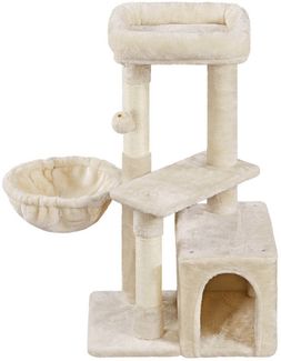 Yaheetech Kratzbaum 87 cm (H), Katzenbaum Kletterbaum mit Katzenhöhle & Liegemulde