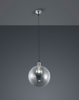 LED Pendelleuchte 1-flammig Glaskugel Lampenschirm Transparent, Ø 30cm
