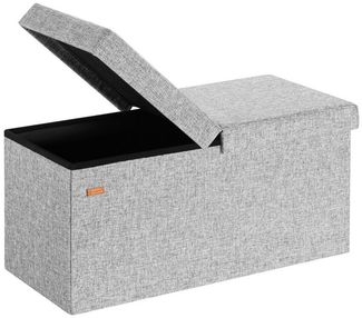 Faltbare Sitztruhe mit klappbarem Deckel hellgrau, 80 x 40 x 40 cm