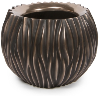 River großer Übertopf - wellenartige Oberfläche Ø 45 cm, Höhe 35 cm antik-bronze