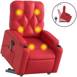 vidaXL Massagesessel mit Aufstehhilfe Rot Kunstleder 3204784