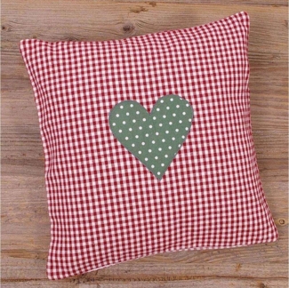 matches21 HOME & HOBBY Kissenbezüge Kissen-Bezug 30x30 cm Landhaus-Stil Herzen rot grün Baumwolle, (1 Stück), Wohnzimmer Kissen-Hülle als Deko-Kissen Zier-Kissen Sofa-Kissen