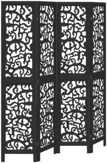 vidaXL 4-tlg. Paravent Schwarz Massivholz Paulownia 358754