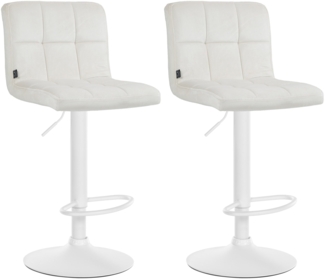2er Set Barhocker REZAR - Samt Creme 46 x 47 x 94 cm Weiß | Barstuhl Mit Lehne Tresenhocker Tresenstuhl Kneipenhocker Kneipenstuhl