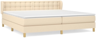 Doppelbett, Polsterbett mit Matratze Stoff Creme 200x200 cm, Härtegrad: H2 [3127154]