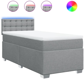 vidaXL Boxspringbett mit Matratze Hellgrau 80x200 cm Stoff 3288029