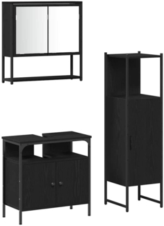 vidaXL Badezimmermöbel Set mit Tür 3 pcs Schwarz 33 x 33 x 120.5 cm 3334378