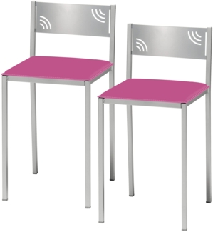 ASTIMESA Zwei Küchenhocker mit niedriger Rückenlehne aus Kunstleder, rosa, Sitzhöhe 45 cm