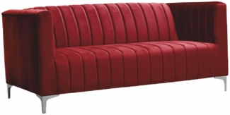 Casa Padrino Luxus 2er Samt Sofa Bordeauxrot / Grau 162 cm - Wohnzimmer Möbel