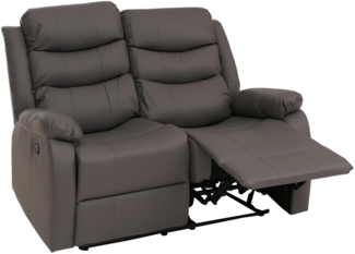 2er Kinosessel HWC-O62, Relaxsessel Fernsehsessel mit Armlehne, Liegefunktion Kunstleder ~ grau