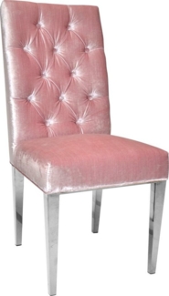 Leonique Stuhl Pinky (Set, 2 St), Stuhl, rosa Velours, Silberfüße, Knöpfe, Design, 49x66x106 cm