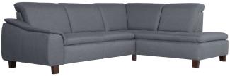 Ecksofa mit Ottomane links Katti Bezug Flachgewebe Buche nussbaum dunkel / denim 22903