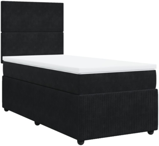 vidaXL Boxspringbett mit Matratze Schwarz 80x200 cm Samt 3292186