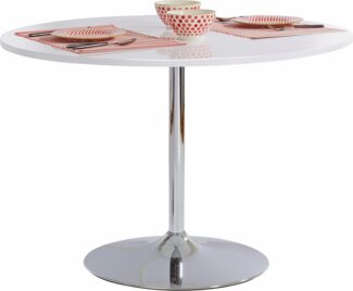 INOSIGN Esstisch Trompet, rund, Ø110 cm, Tischplatte weiß Hochglanz, Trompetenfuß, Tulpentisch