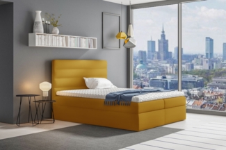 99rooms Adelasia Boxspringbett Velours MONOLITH Gelb 180x200 cm