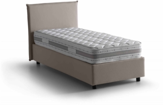 Dmora Aquilla-Einzelbett, Bettkasten mit Stoffbezug, 100 % Made in Italy, Öffnung vorne, inklusive Matratze 80 x 190 cm, Taupe