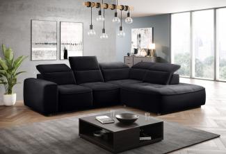 Stylefy Colton L Ecksofa Velours KRONOS Schwarz Rechts