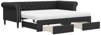 vidaXL Tagesbett Ausziehbar mit Schubladen Schwarz 90x200cm Kunstleder 3197735