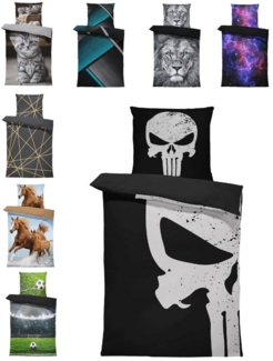 One Home Bettwäsche Fotodruck, Mikrofaser, 2 teilig, Totenkopf Muster Skull Bones, Knitterfrei Weich für Sommer und Winter