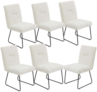 6er Set Kufenstuhl Finja - Webstoff Creme