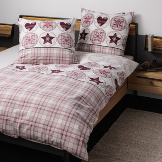 Janine Feinbiber Bettwäsche Davos 65179-01 Kariert Altrosa 135x200