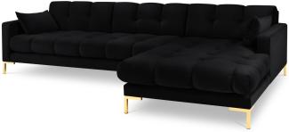 Micadoni 5-Sitzer Samtstoff Ecke rechts Sofa Mamaia | Bezug Black | Beinfarbe Gold Metal