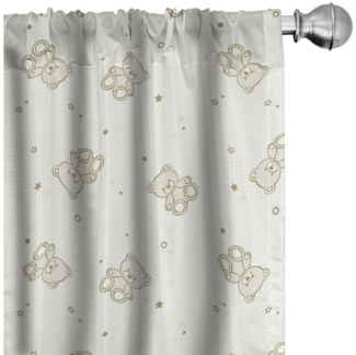 Abakuhaus Gardine Vorhang für Wohnzimmer Schlafzimmer Dekor, Microfaser, Beige Teddybären Spielzeug Sterne