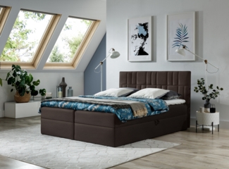 99rooms Piero Boxspringbett Kunstleder SOFT Braun 180x200 cm