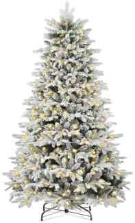 Sinaopus Künstlicher Weihnachtsbaum Christbaum mit Schnee, mit LEDs, PVC+PE,180/210cm, PVC+PE Weihnachtsbaum mit Schnee, 180 cm Tannenbaum mit 800 Spitzen und 280 LEDs