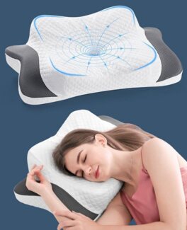 Elegear Nackenstützkissen 60X38cm Kopfkissen aus Memory Schaum, 8/12cm Schlafkissen, Füllung: Memory-Foam, Rückenschläfer, Seitenschläfer, Bauchschläfer, höhenverstellbare Nackenstützkissen gegen Nackenschmerzen