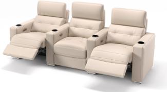 Sofanella BARI 3-Sitzer Kinosofa Ledersofa Couch in Creme