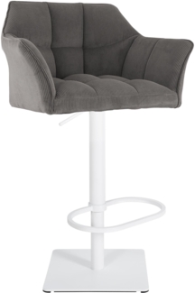 Barhocker SIHAR - Cord Taupe 64 x 45 x 88 cm Weiß | Barstuhl Mit Lehne Tresenhocker Tresenstuhl Kneipenhocker Kneipenstuhl