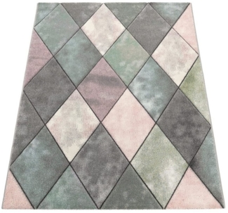 KADIMA DESIGN Teppich Rauten Wohnzimmer schmutzabweisend Teppich Kurzflor, Rechteckig, Höhe: 16 mm, Florhöhe: 12 mm, 100% Polypropylen, Rechteckig, 120x170cm, Mehrfarbig