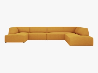 Micadoni Panorama-Ecksofa Ruby 7-Sitzer Rechts Strukturierter Stoff Ottawa Gelb