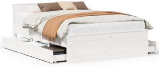 vidaXL Massivholzbett ohne Matratze mit Kopfteil Weiß 140x190cm Kiefer 3308778