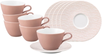 Seltmann Weiden Life Fashion Milchkaffeetasse mit Untertasse 370 ml 6er Set - Posh Rose