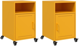 2er-Set Nachttische, Nachtschränke Senfgelb 36 x 39 x 59 cm Stahl