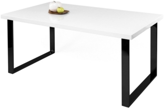 Esstisch >9192-11.05< in Weiß hochglanz, MDF - 140x75x90cm (BxHxT)