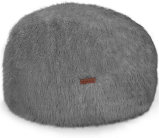 Green Bean® runder Sitzpouf Felloptik in 3 Farben - Sitzhocker mit Füllung - Maße 45 x 25 cm - perfekte Ergänzung zum Sitzsack - Sitzwürfel Sitzkissen Hocker Sitzhocker Grau