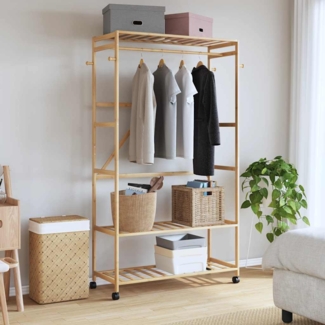 vidaXL Kleiderständer mit Ablagen und Rollen 110x40x180 cm Bambus 4008923