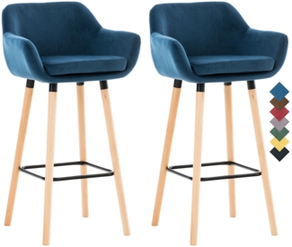2er Set Barhocker Grant Samt, blau