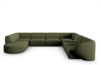 Micadoni Modulares Panorama Ecksofa Shane 8-Sitzer Rechts Chenille Grün Melange