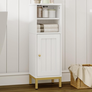 Badezimmerschrank, Badschrank, Toilettenschrank, schmales Badregal, verstellbare Ablagen, einfache Montage, Avec offenen Fächern, 26 x 26 x 80 cm, Weiß