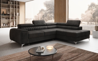 Luxusbetten24 Schlafsofa Designer Sofa Aurea L in Samt, mit Stauraum und Schlaffunktion