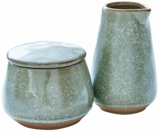 Mirabeau Geschirr-Set Zuckerdose und Milchkännchen Biarré türkis/braun, Steinzeug