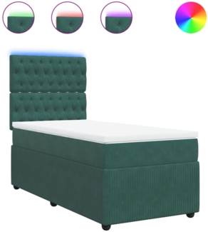 vidaXL Boxspringbett mit Matratze Dunkelgrün 80x200 cm Samt 3294499